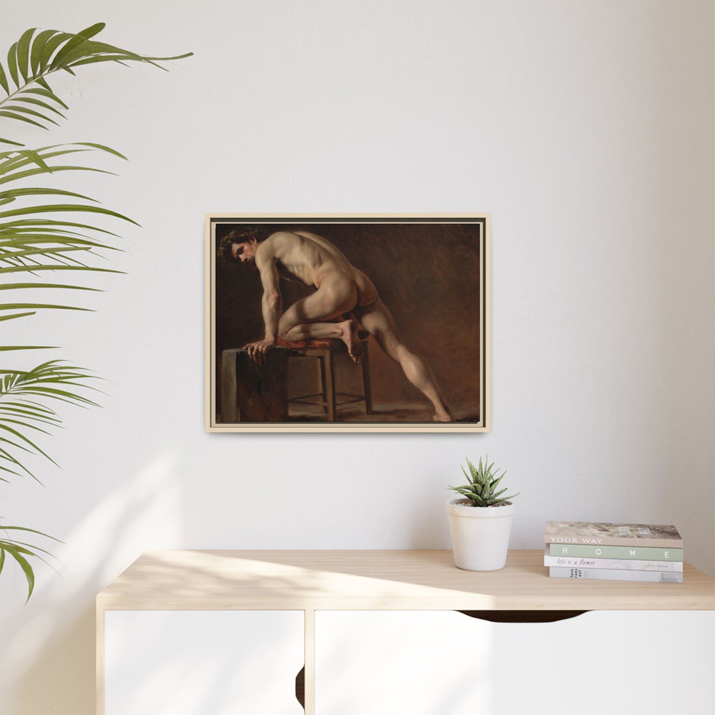 Courbet, Gustave - Study of a Nude Man (1840) - Matte Canvas, Framed