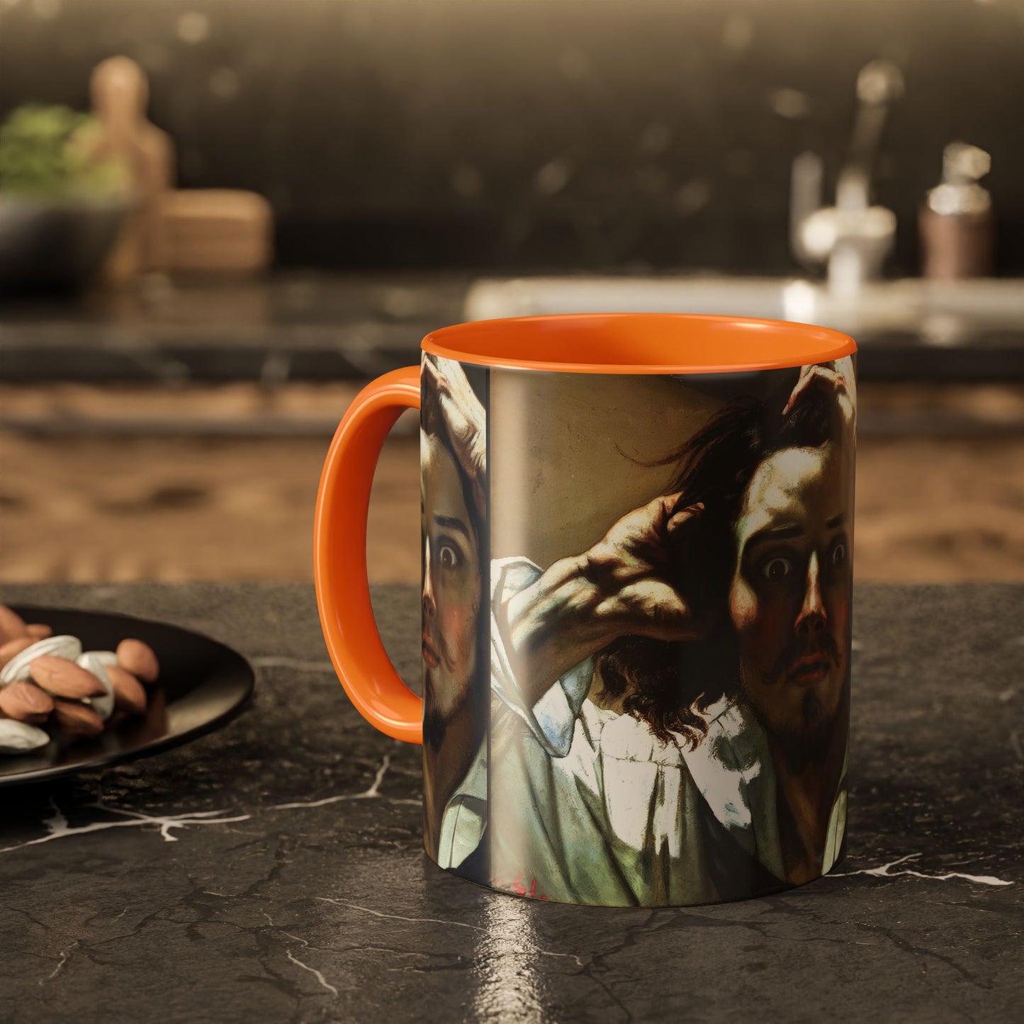 Courbet, Gustave - The Desperate Man (1843) - Colorful Accent Mugs