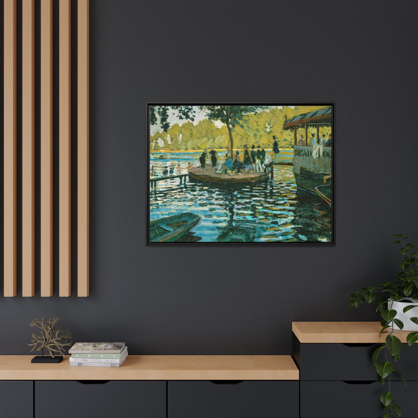 Monet, Claude - La Grenouillere (1869) - Matte Canvas, Framed
