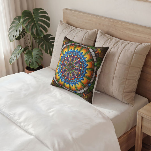Pacio, Adam - Emerald Arrows Mandala - Poly Velvet Pillow