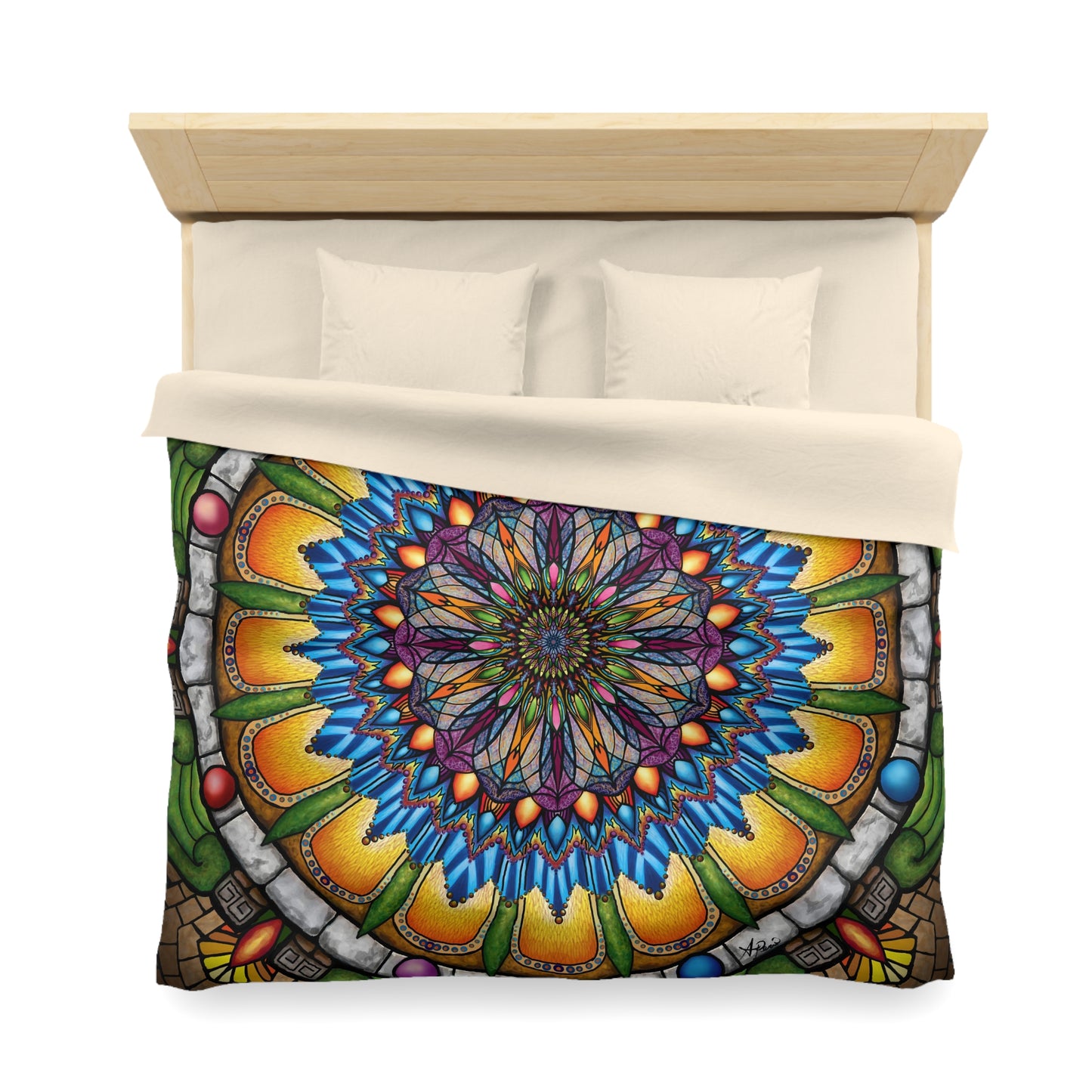 Pacio, Adam - Emerald Arrows Mandala - Microfiber Duvet Cover