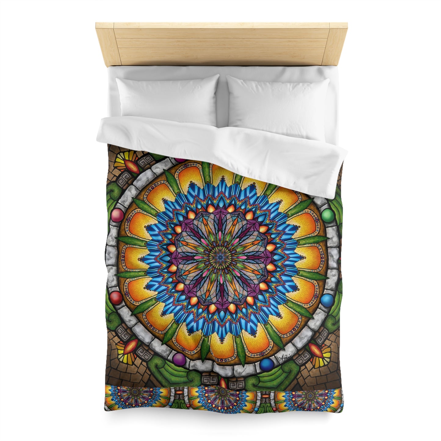 Pacio, Adam - Emerald Arrows Mandala - Microfiber Duvet Cover