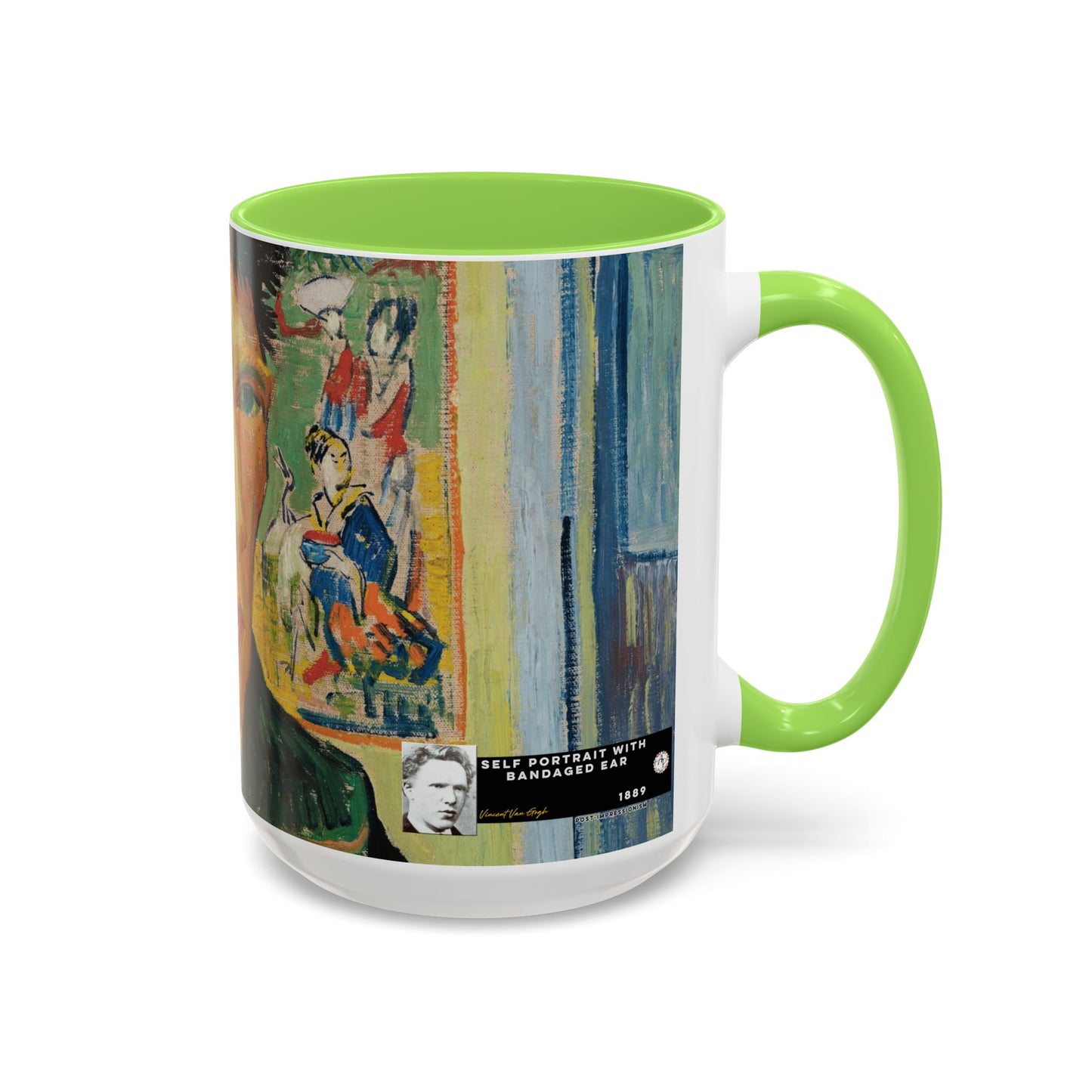 Van Gogh, Vincent - Self Portrait with Bandaged Ear (1889) - Colorful Accent Mugs
