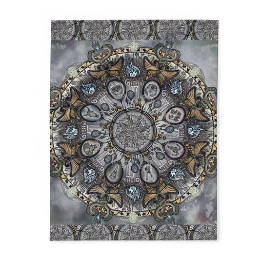 Memento Mori Mandala - Arctic Fleece Blanket