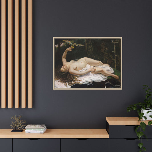Courbet, Gustave - Woman with a Parrot (1866) - Matte Canvas, Framed