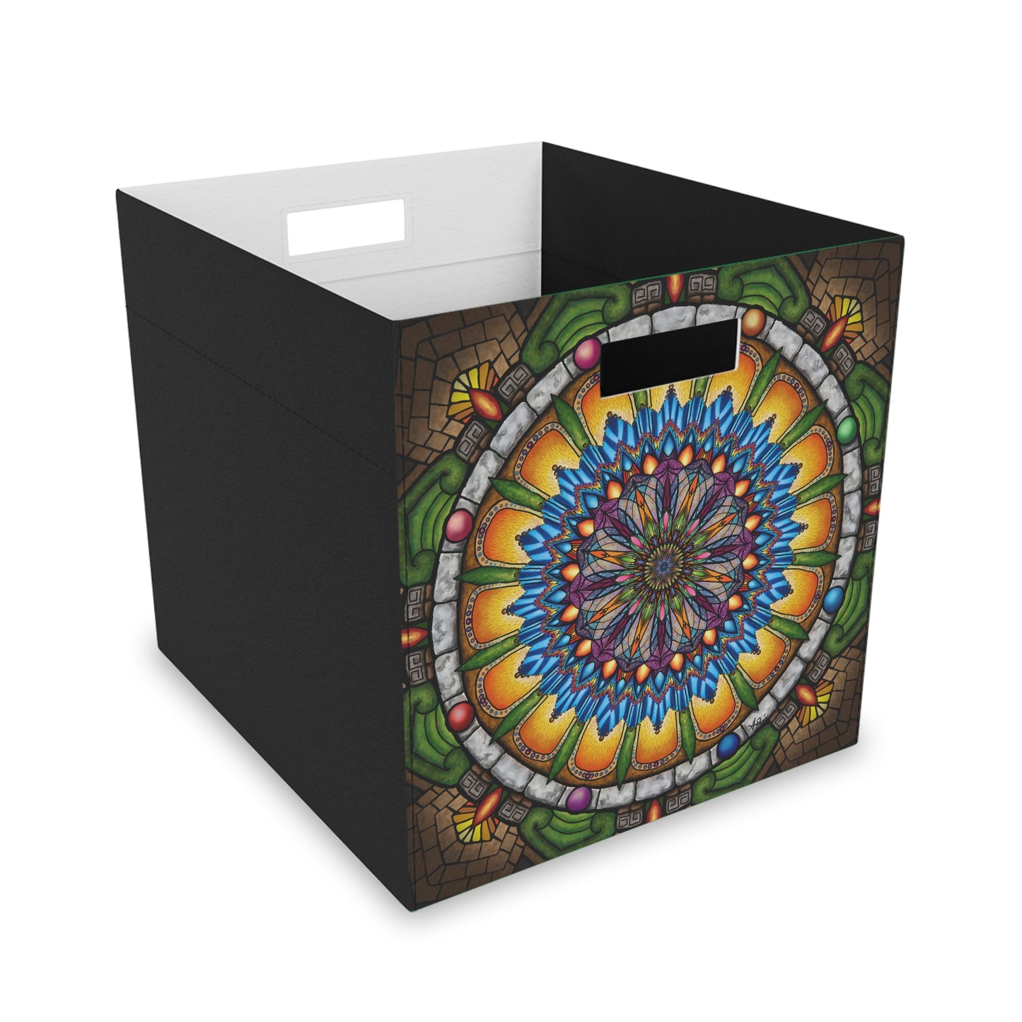 Emerald Arrows Mandala - Felt Storage Box