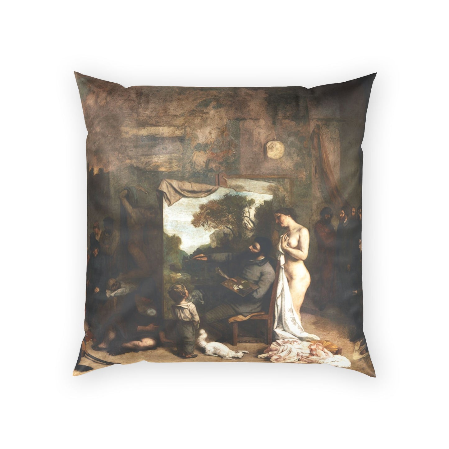 Courbet, Gustave - The Painter’s Studio (1855) - Poly Velvet Pillow
