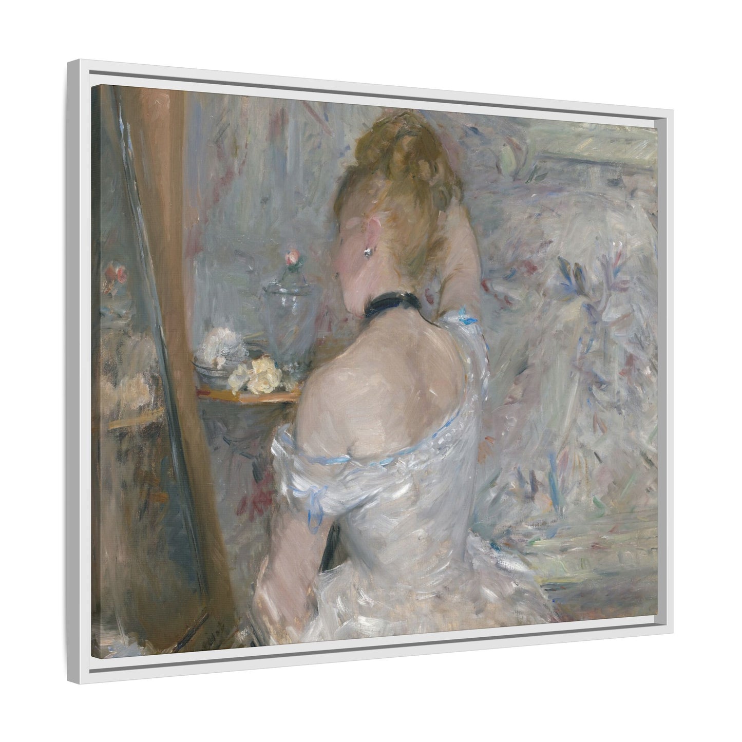 Morisot, Berthe - Woman at Her Toilette (1880) - Matte Canvas, Framed
