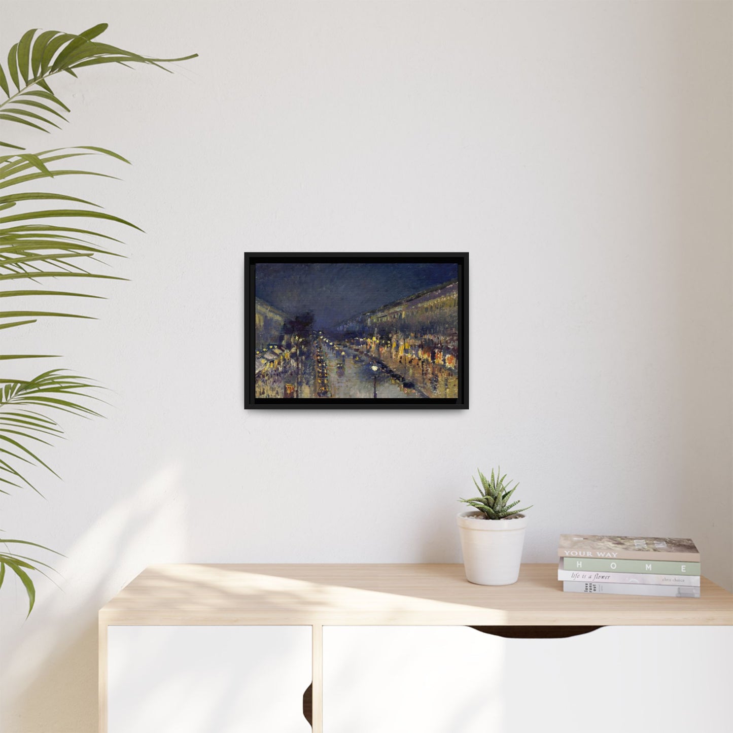 Pissarro, Camille - The Boulevard Montmartre At Night (1897) - Matte Canvas, Framed