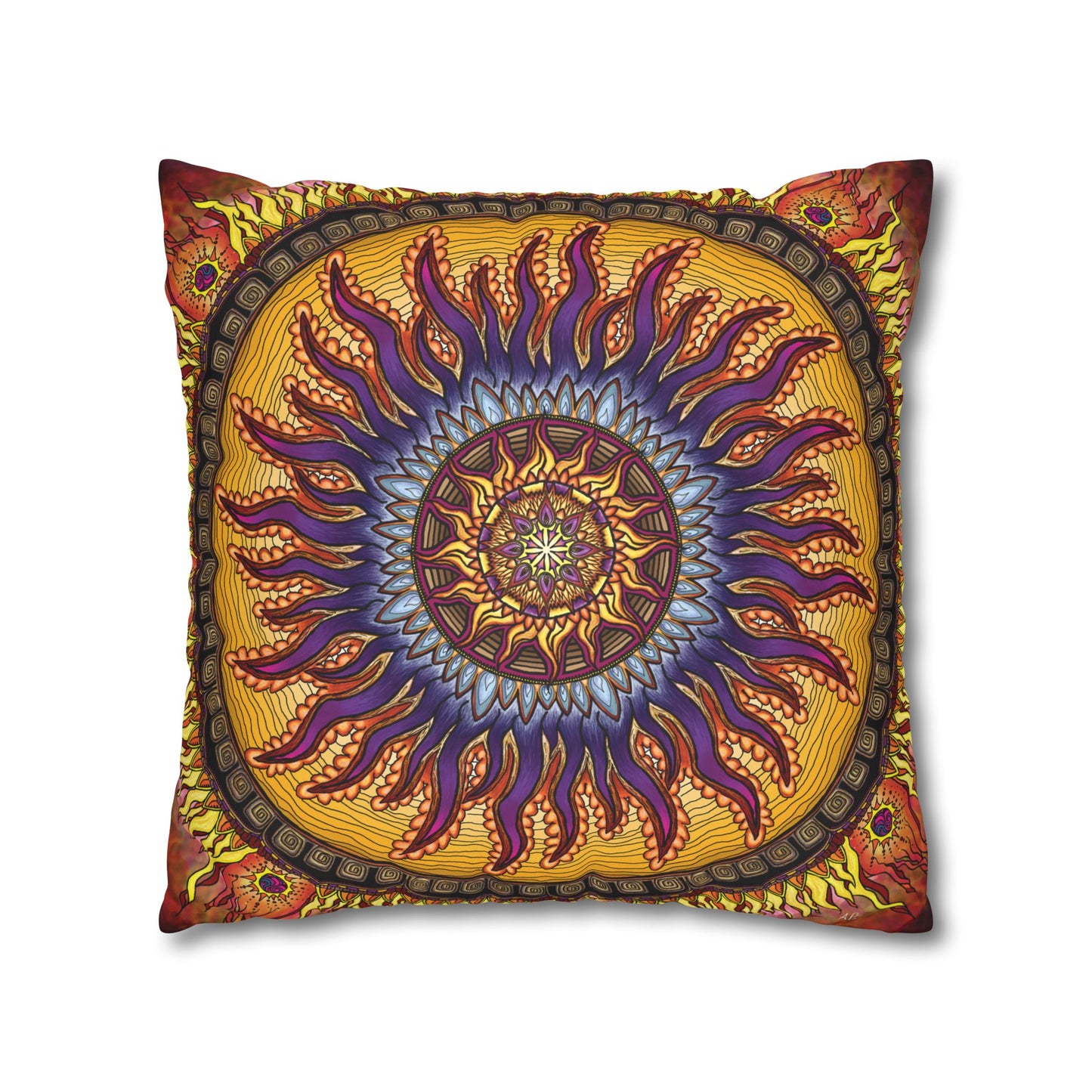 Pacio, Adam - Solar Disc Mandala - Suede Square Pillowcase