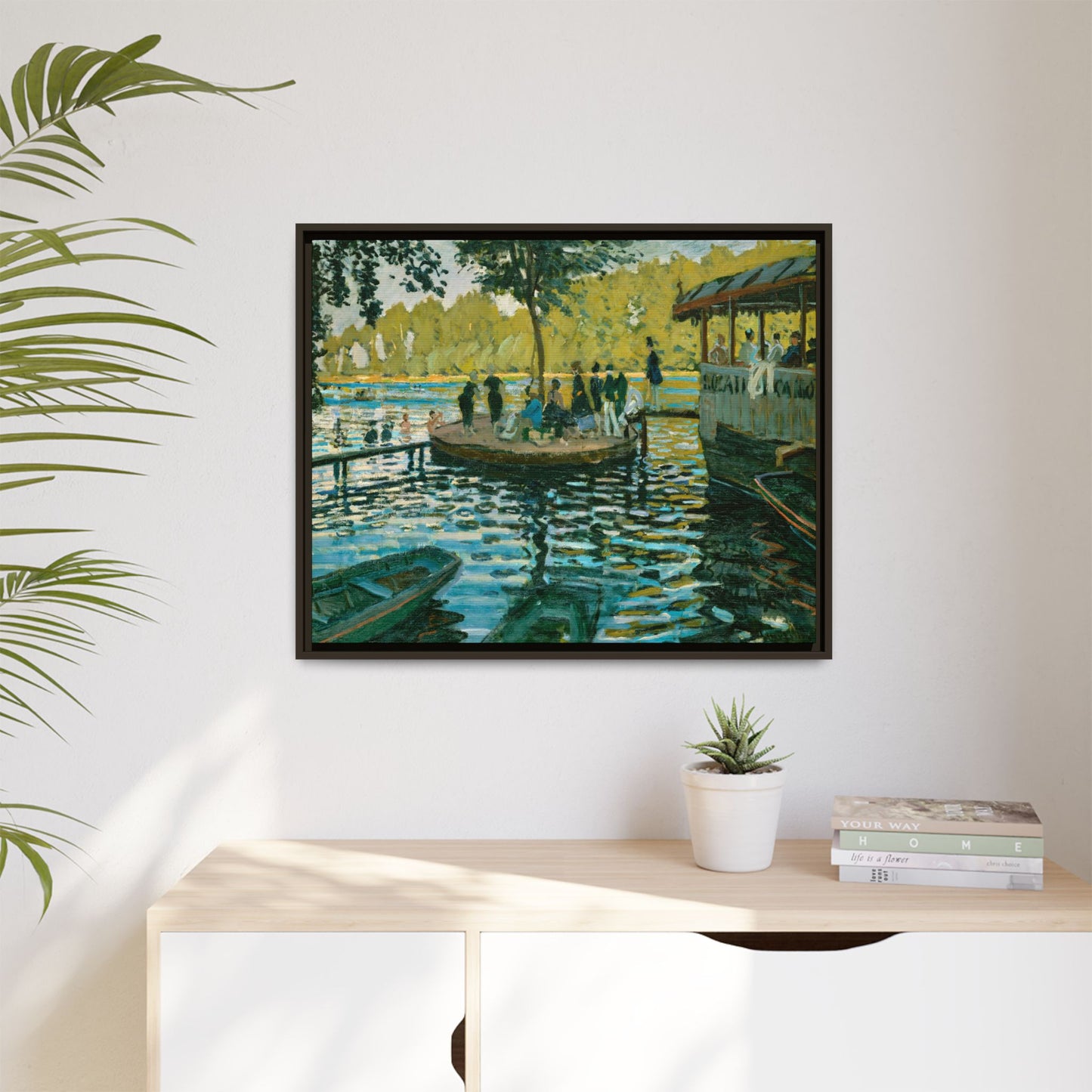 Monet, Claude - La Grenouillere (1869) - Matte Canvas, Framed
