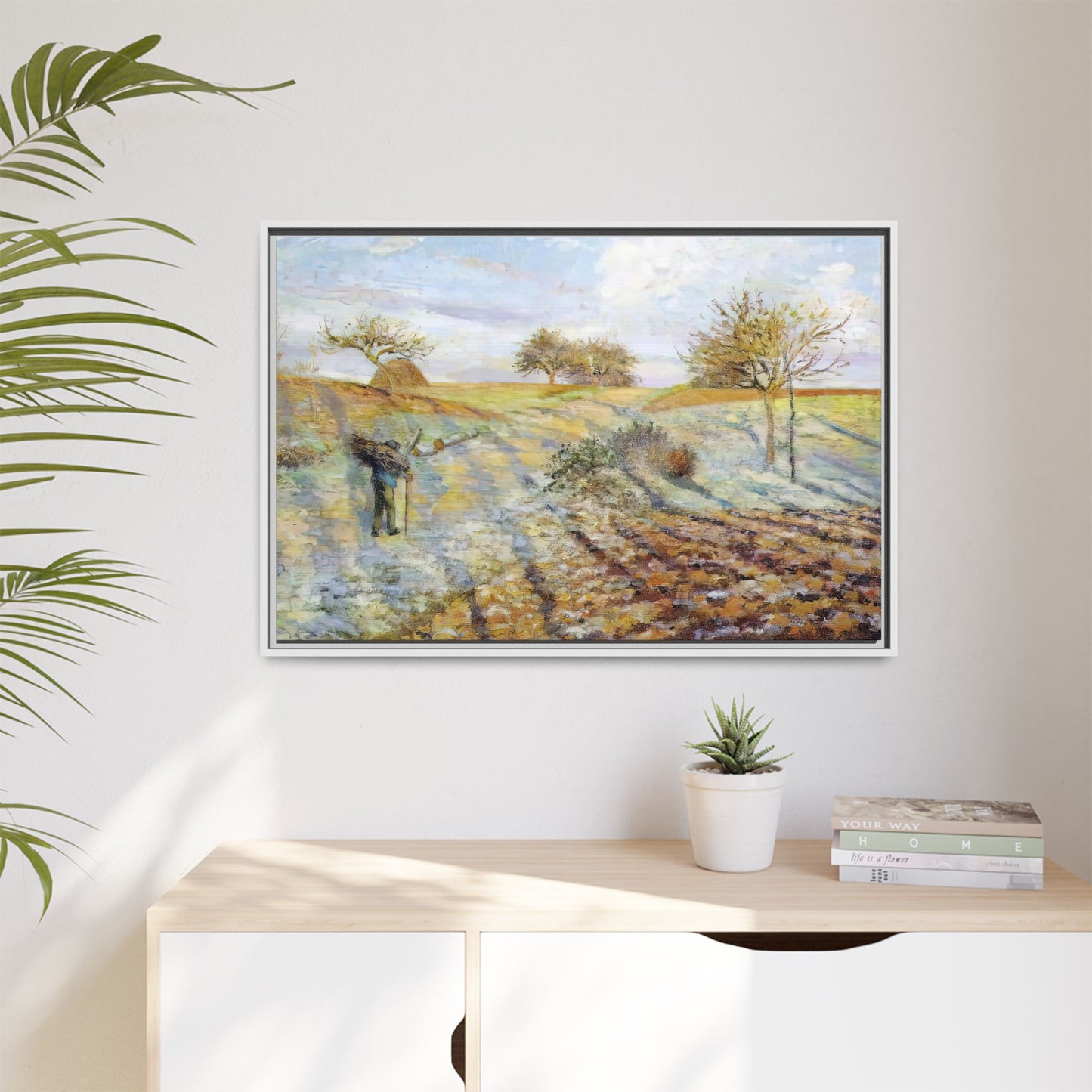Pissarro, Camille - Hoarfrost (1873) - Matte Canvas, Framed
