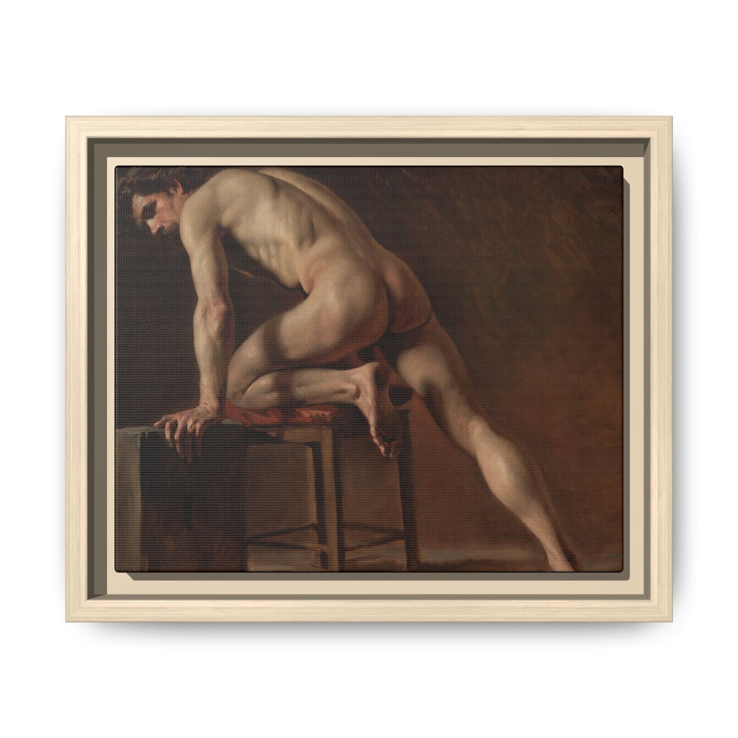 Courbet, Gustave - Study of a Nude Man (1840) - Matte Canvas, Framed