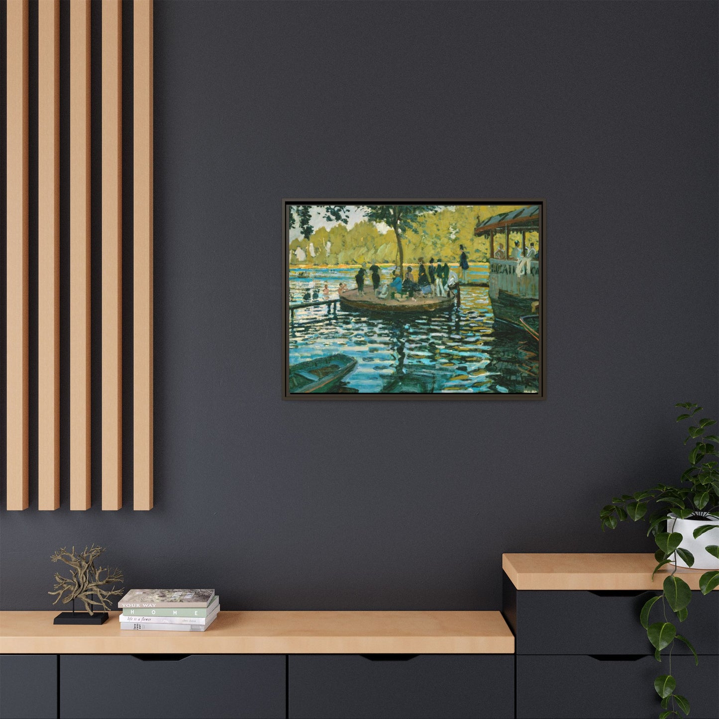 Monet, Claude - La Grenouillere (1869) - Matte Canvas, Framed