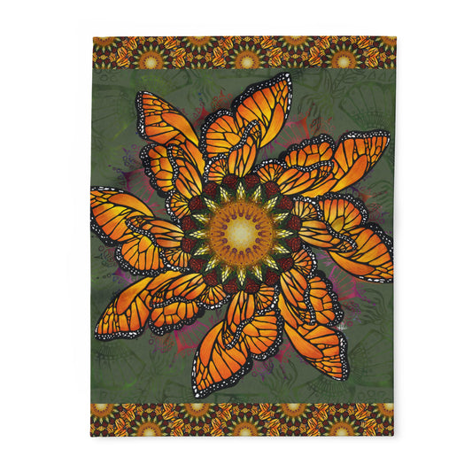 Monarch Butterfly Mandala - Arctic Fleece Blanket