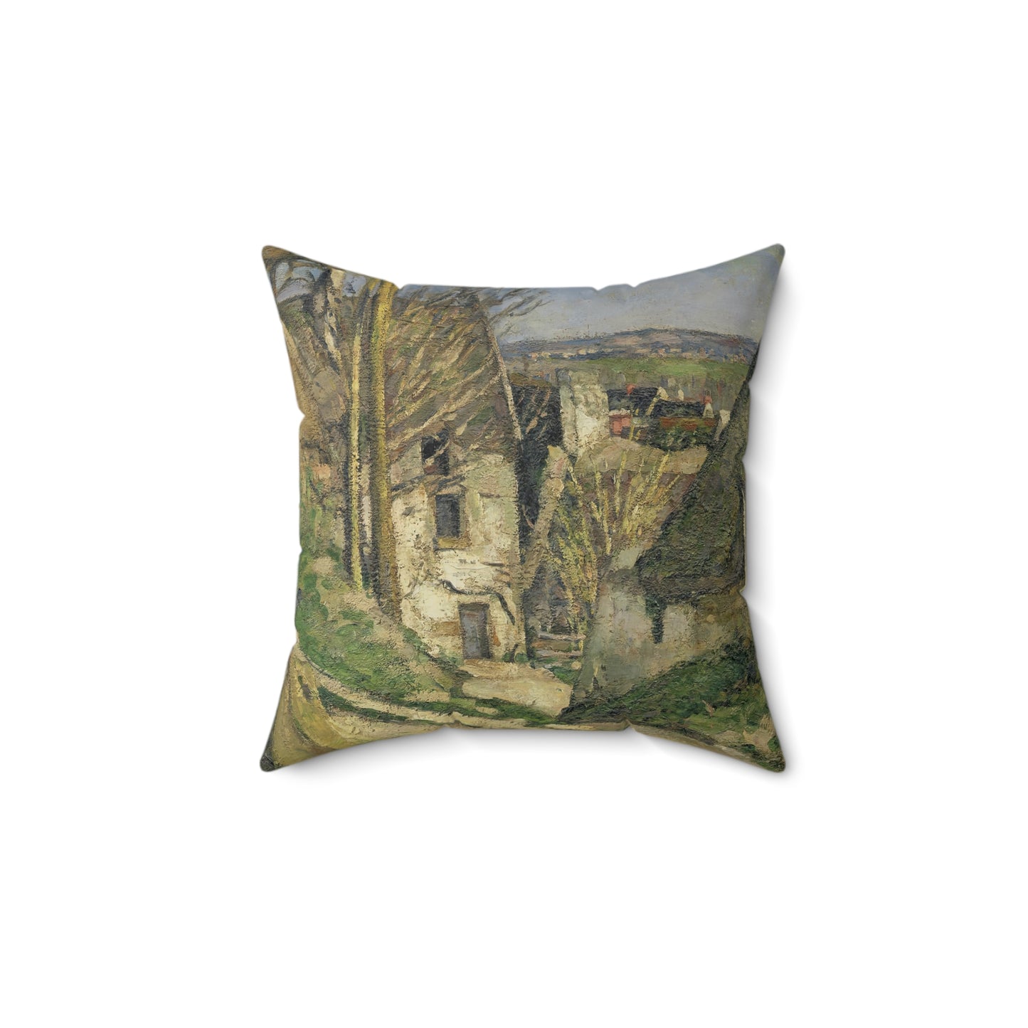 Cézanne, Paul - The House of the Hanged Man, Auvers-sur-Oise (1874) - Suede Square Pillow