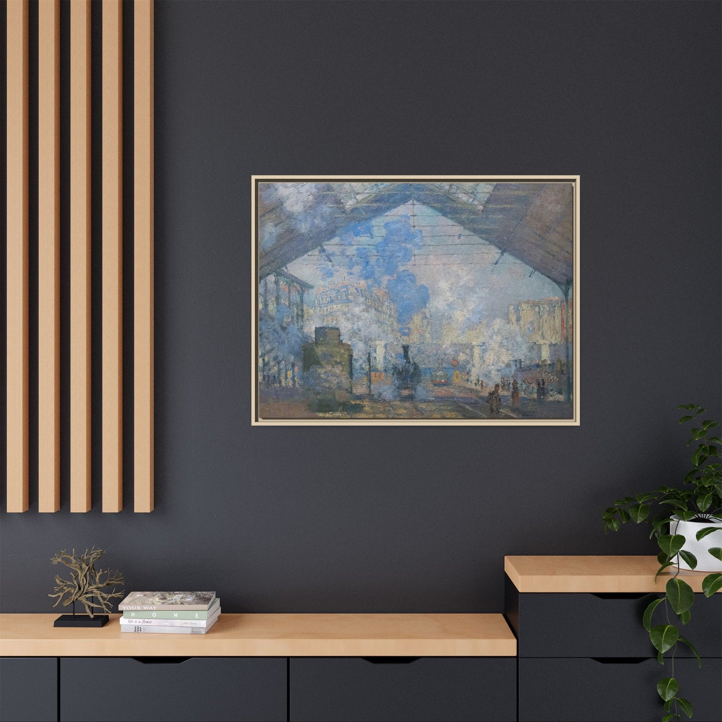 Monet, Claude - Le Gare Saint-Lazare (1877) - Matte Canvas, Framed