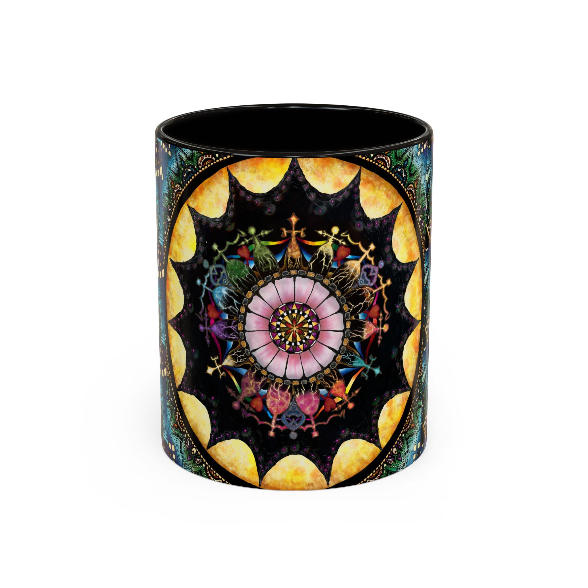 Obsidian Grandmothers Mandala - Colorful Accent Mugs