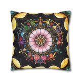 Obsidian Grandmothers Mandala - Suede Square Pillowcase