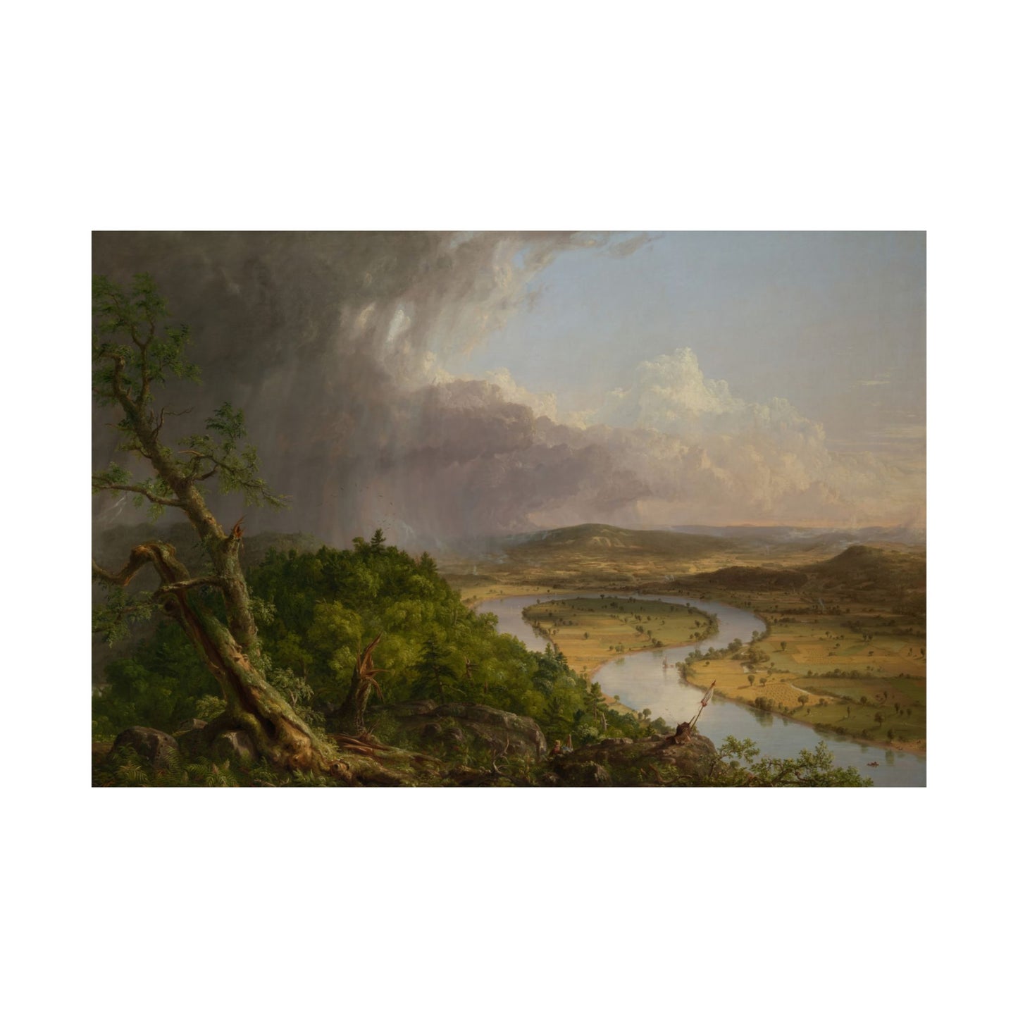 Cole. Thomas - View from Mount Holyoke, Northampton, Massachusetts, after a Thunderstorm: The Oxbow (1836) - Satin Posters