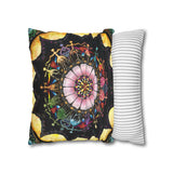 Obsidian Grandmothers Mandala - Suede Square Pillowcase