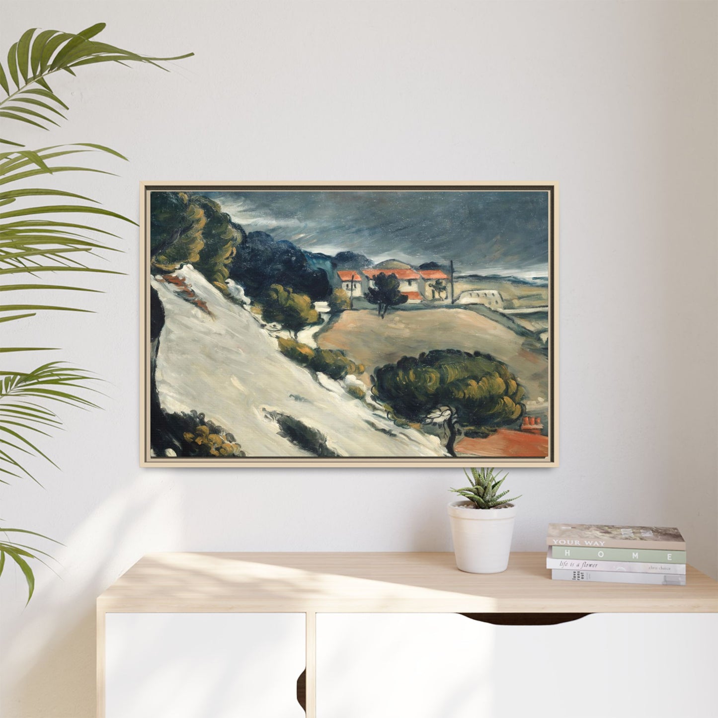 Cézanne, Paul - L’Estaque, Melting Snow (1870) - Matte Canvas, Framed