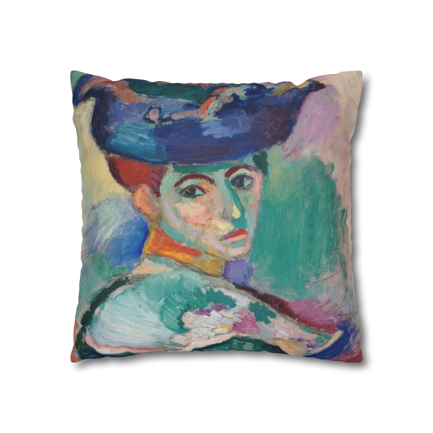 Matisse, Henri - Woman with a Hat (1905) - Suede Square Pillowcase
