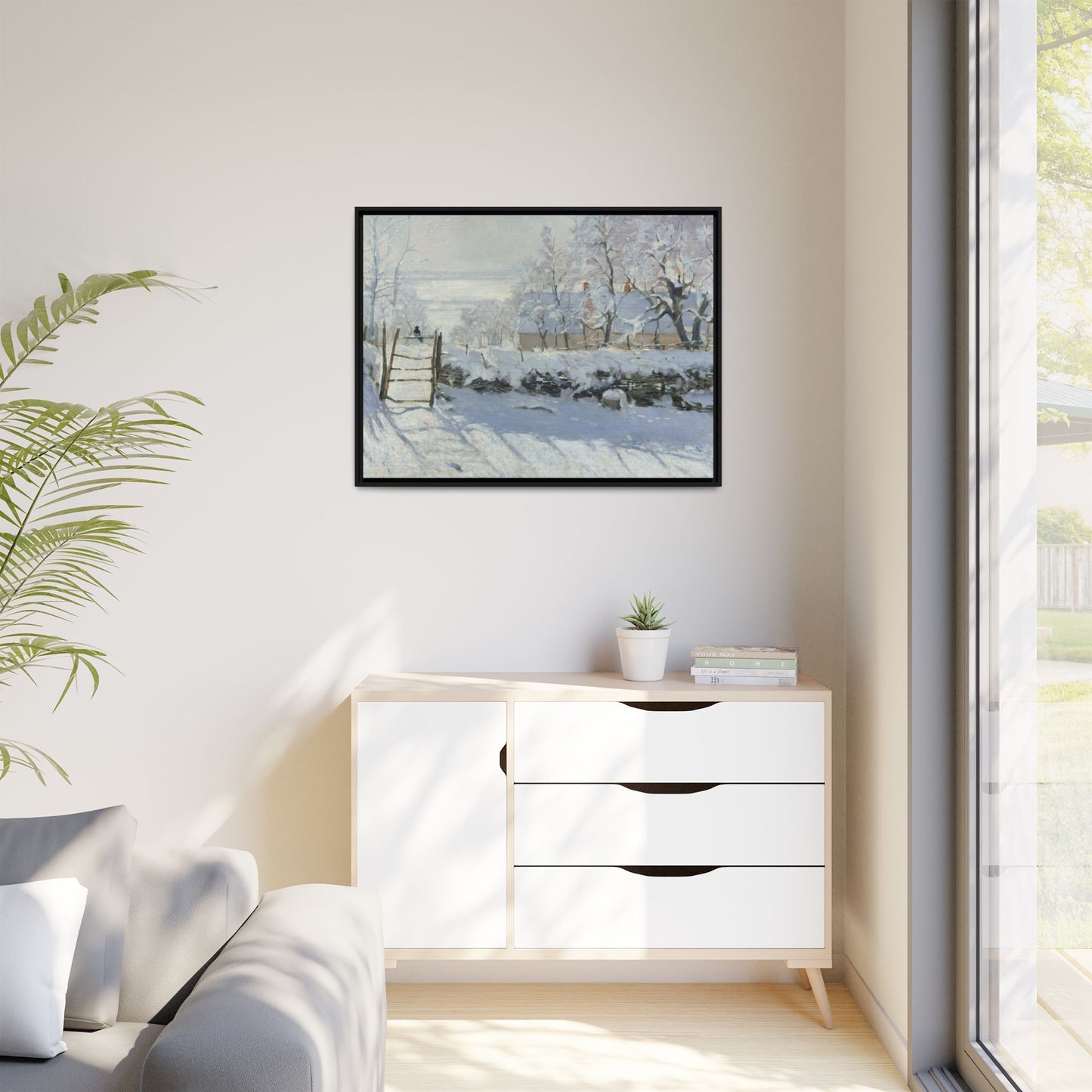 Monet, Claude - The Magpie (1868) - Matte Canvas, Framed