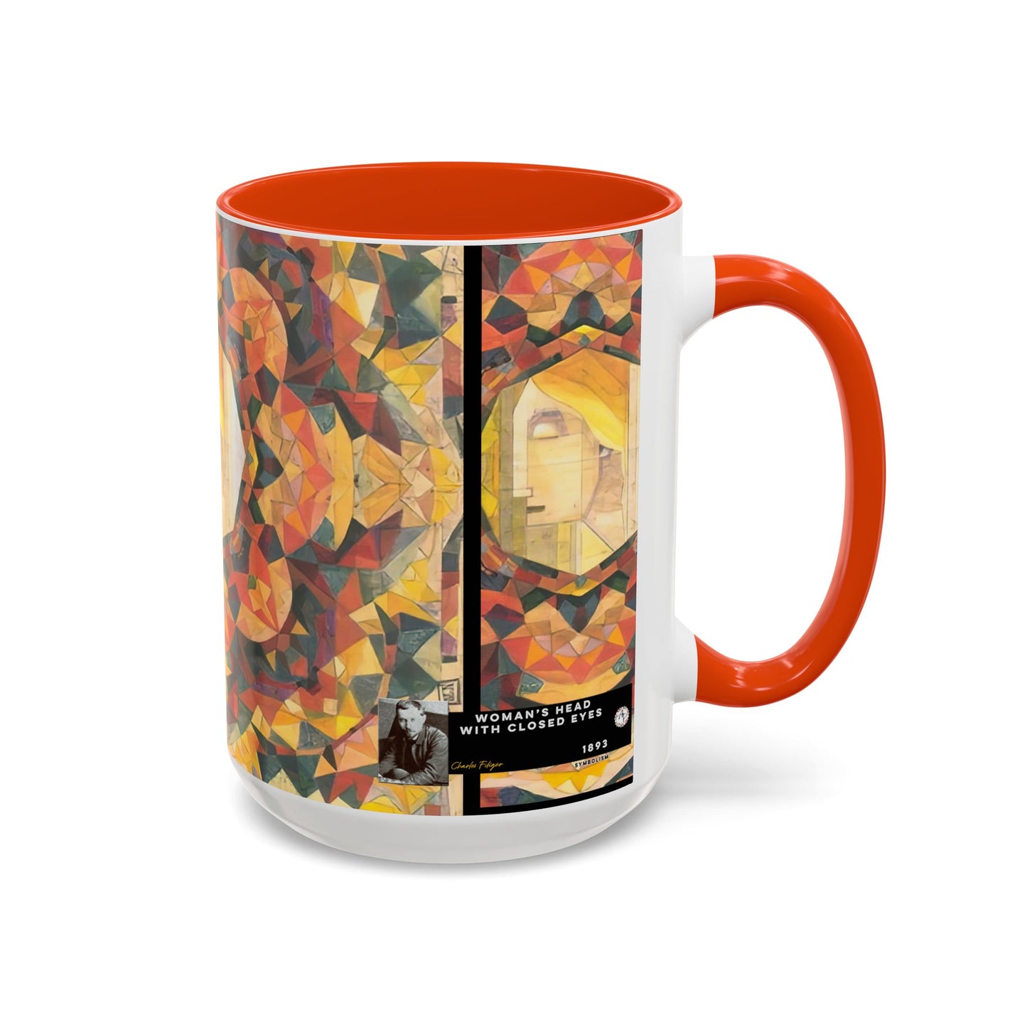 Filiger, Charles - Woman’s Head with Closed Eyes (1893) - Colorful Accent Mugs
