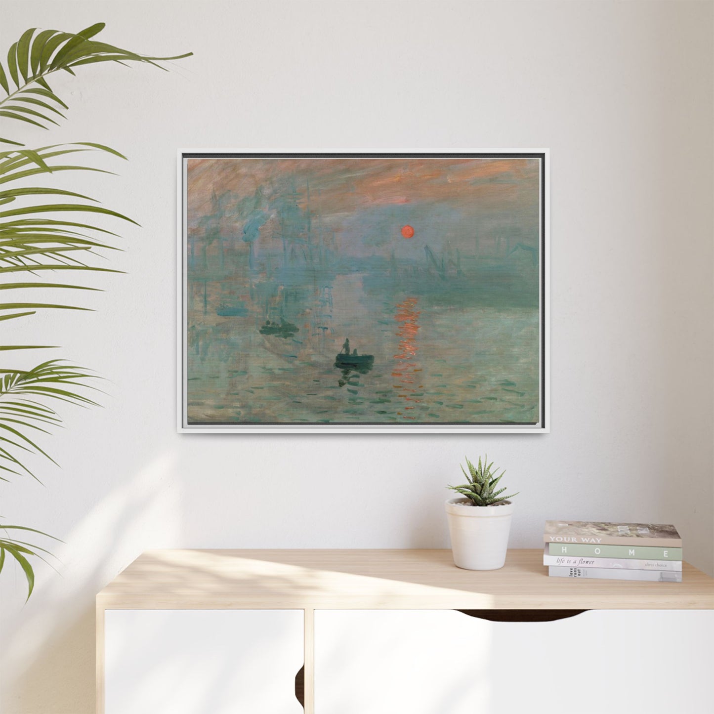 Monet, Claude - Impression, Sunrise (1872) - Matte Canvas, Framed