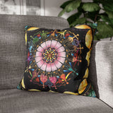 Obsidian Grandmothers Mandala - Suede Square Pillowcase