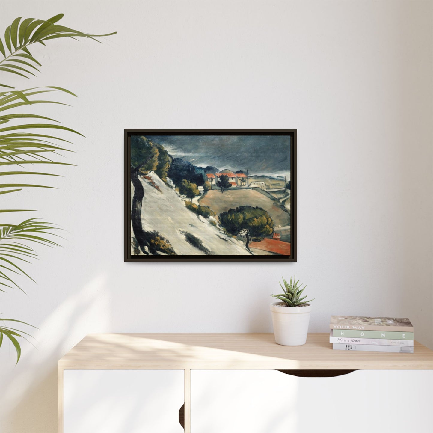 Cézanne, Paul - L’Estaque, Melting Snow (1870) - Matte Canvas, Framed