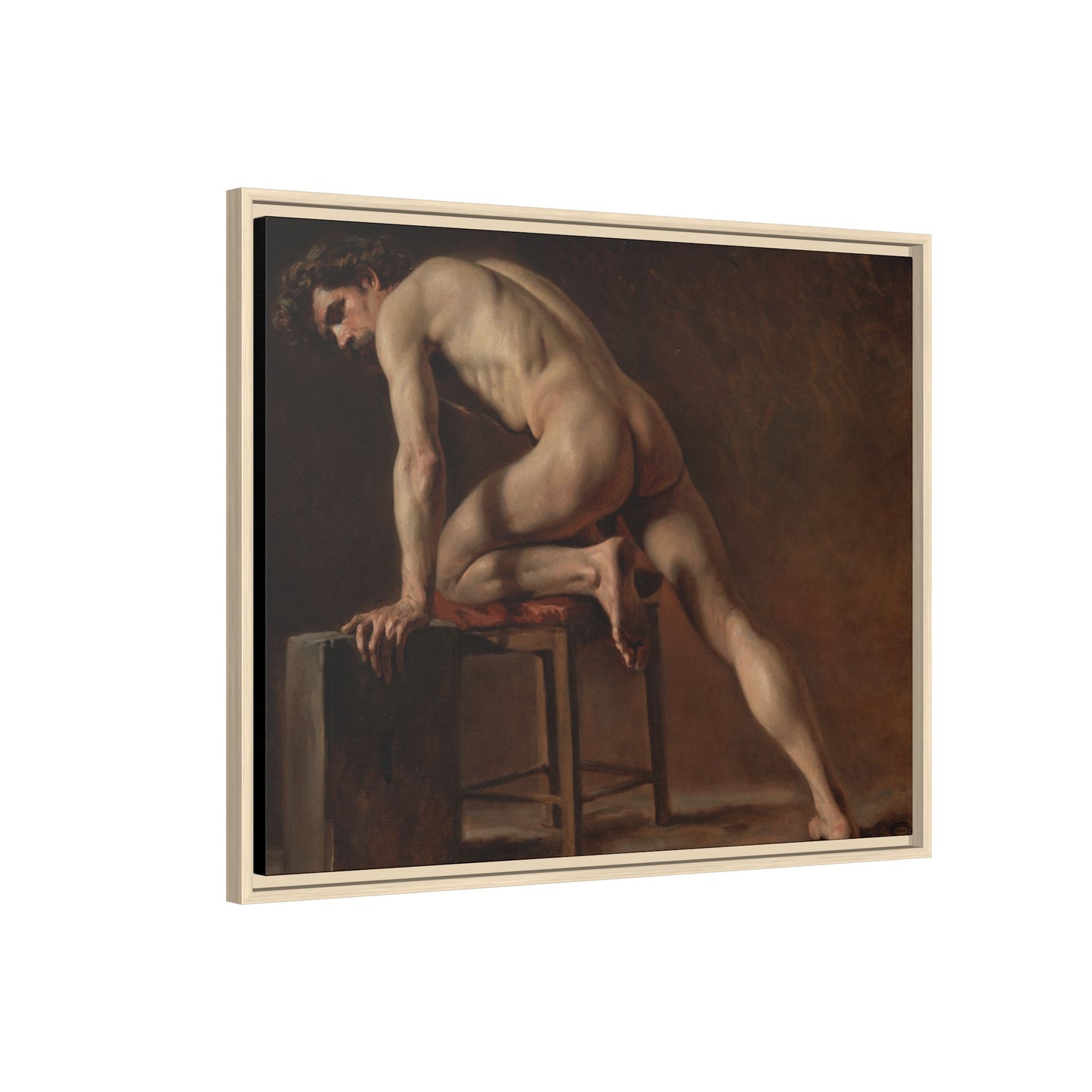 Courbet, Gustave - Study of a Nude Man (1840) - Matte Canvas, Framed