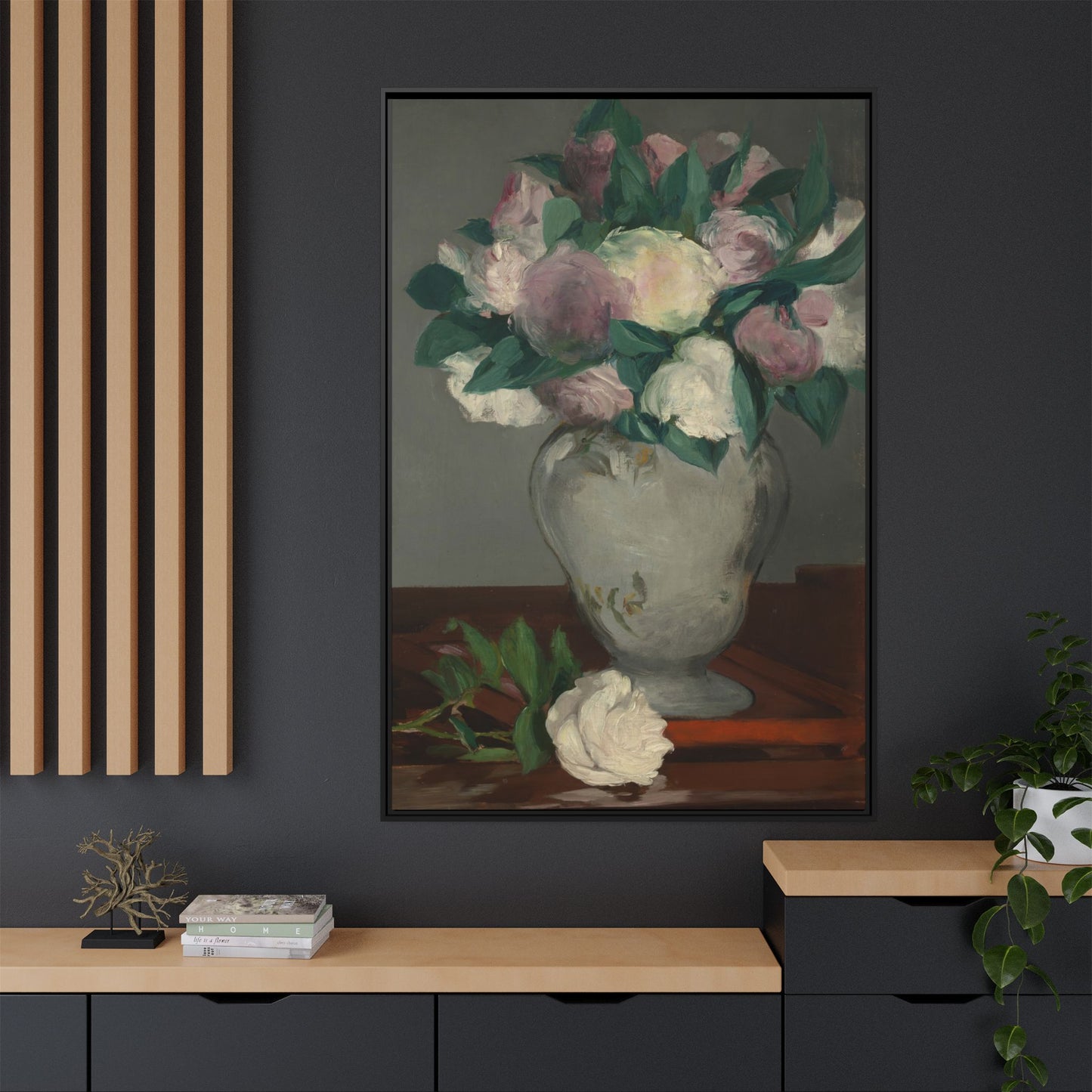 Manet, Édouard - Peonies (1864) - Matte Canvas, Framed