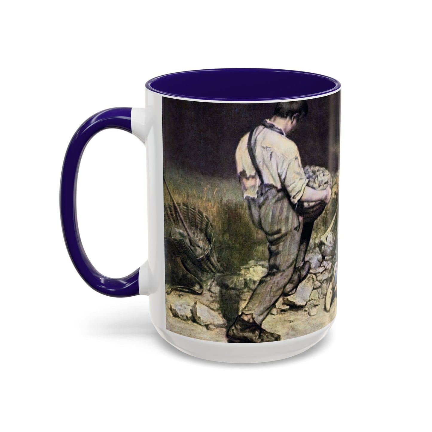 Courbet, Gustave - The Stone Breakers (1850) - Colorful Accent Mugs