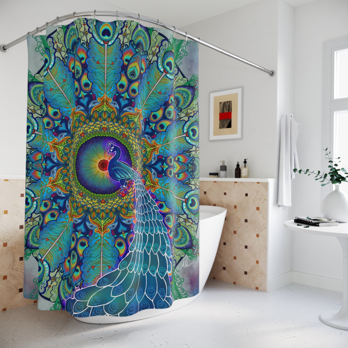 Melek Taus Mandala - Shower Curtains