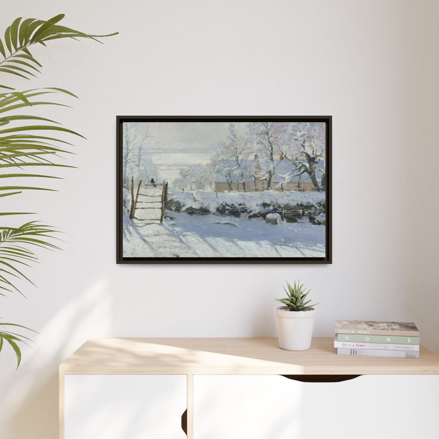 Monet, Claude - The Magpie (1868) - Matte Canvas, Framed