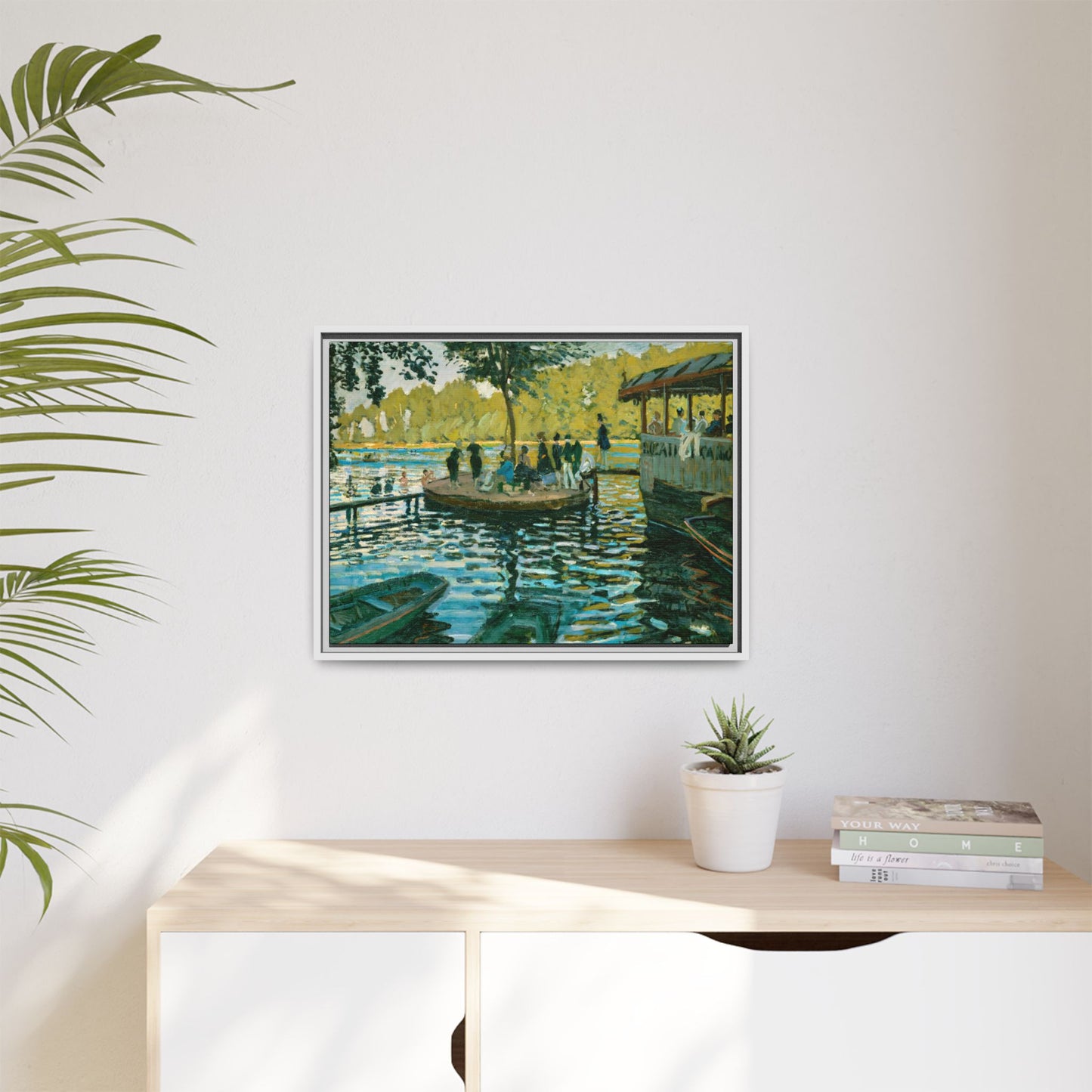 Monet, Claude - La Grenouillere (1869) - Matte Canvas, Framed