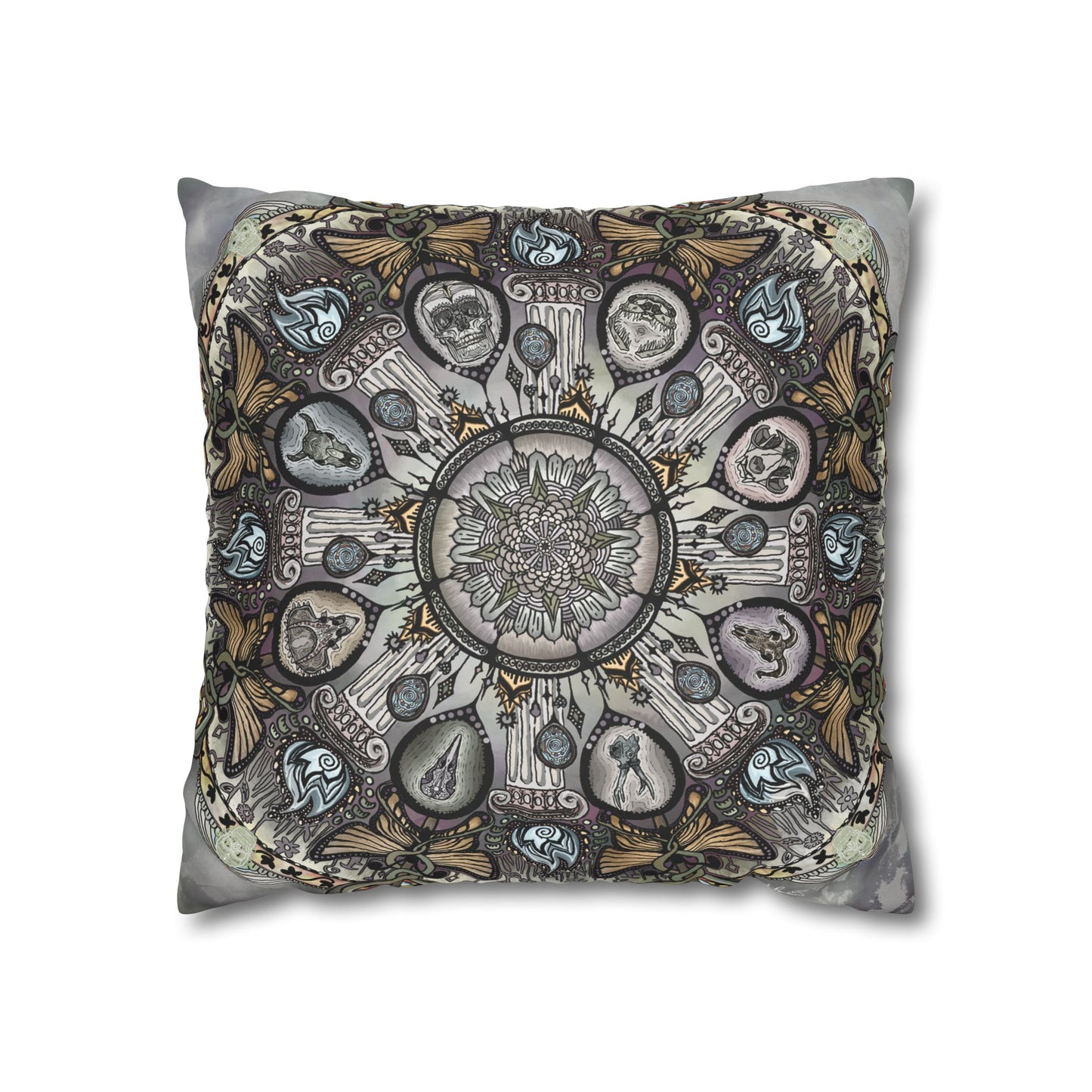 Pacio, Adam - Memento Mori Mandala - Suede Square Pillowcase