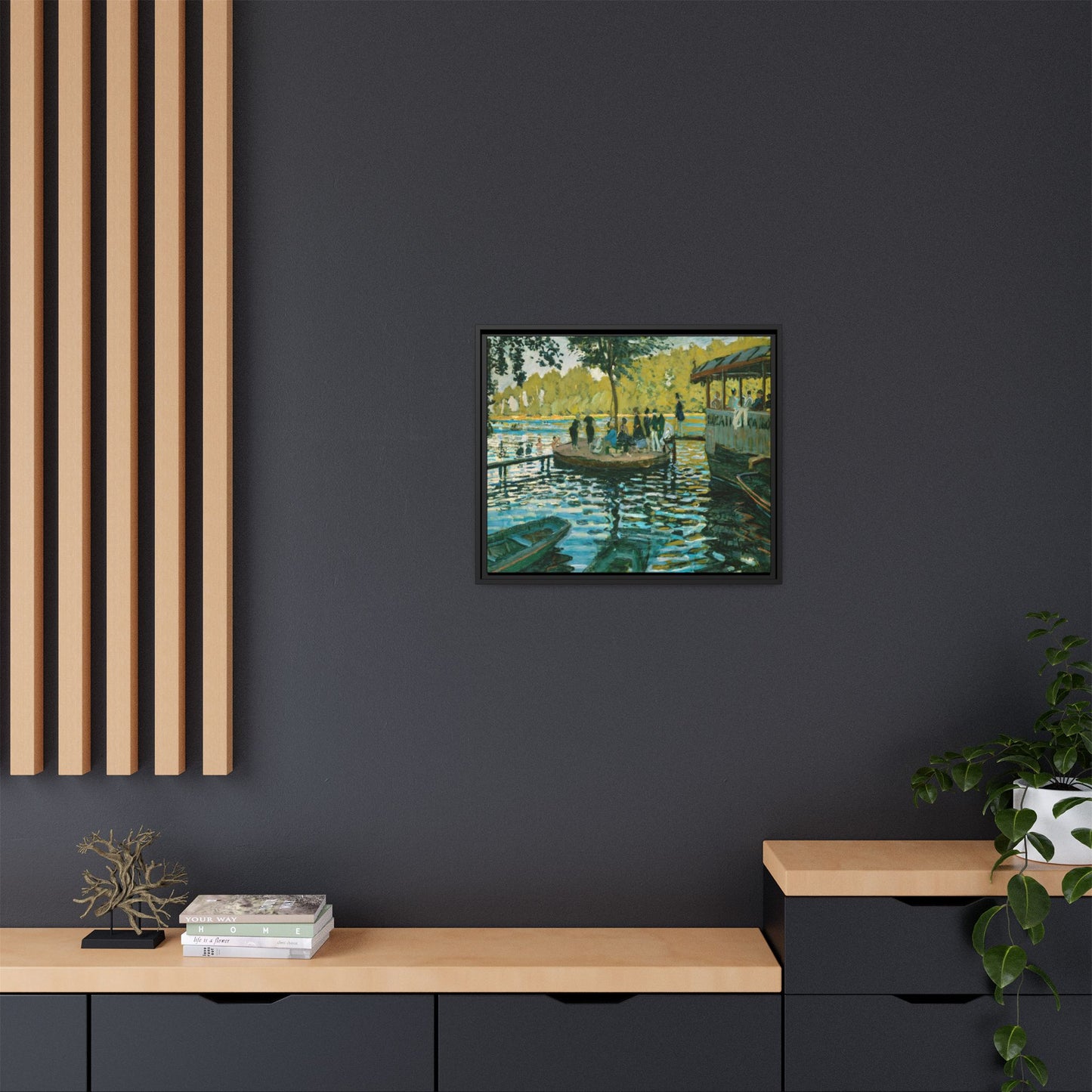 Monet, Claude - La Grenouillere (1869) - Matte Canvas, Framed