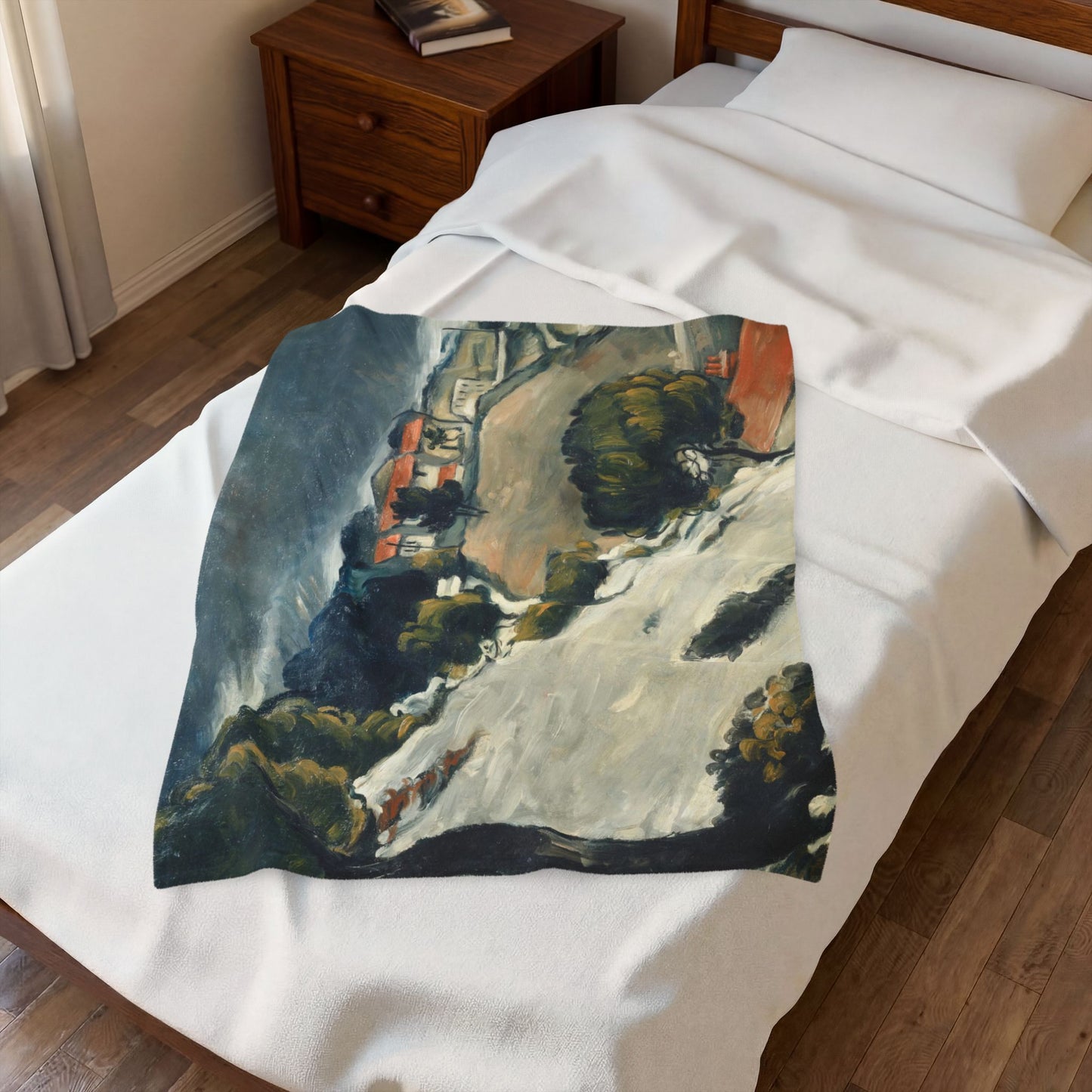 Cézanne, Paul - L’Estaque, Melting Snow (1870) - Velveteen Plush Blanket