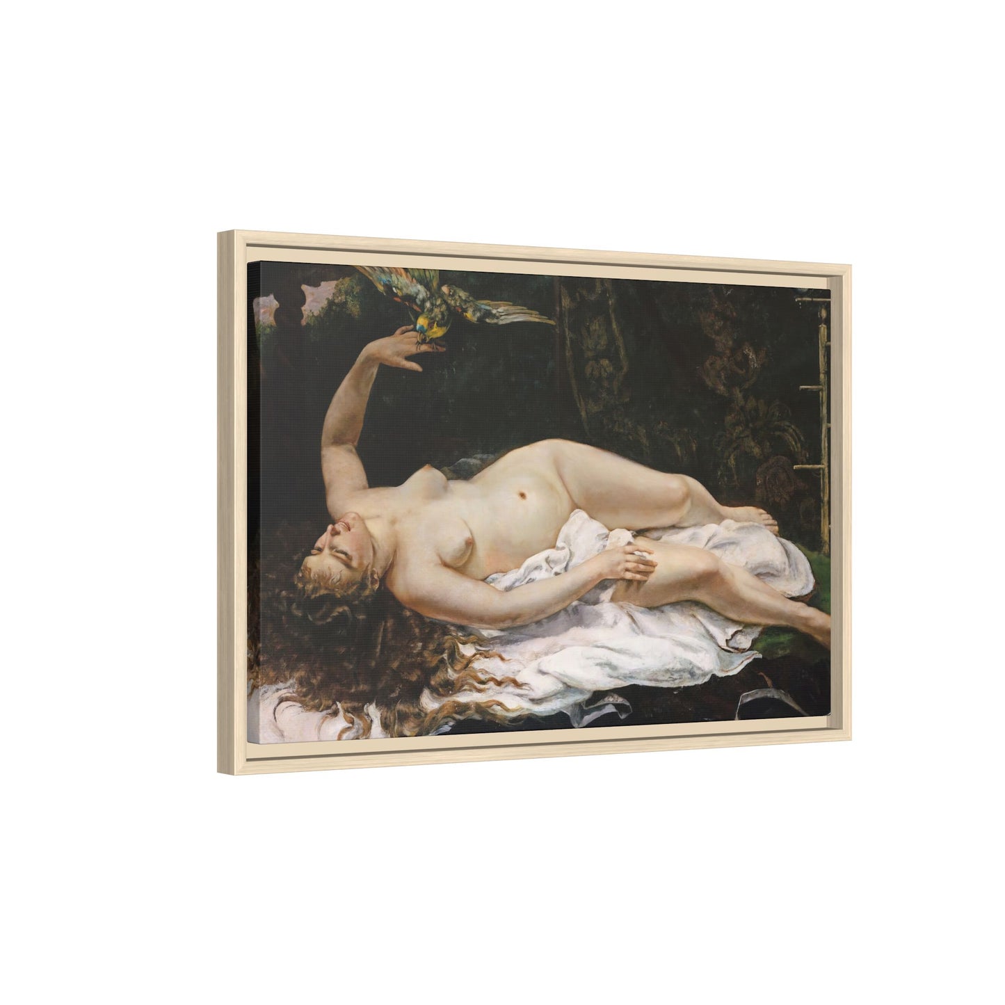 Courbet, Gustave - Woman with a Parrot (1866) - Matte Canvas, Framed