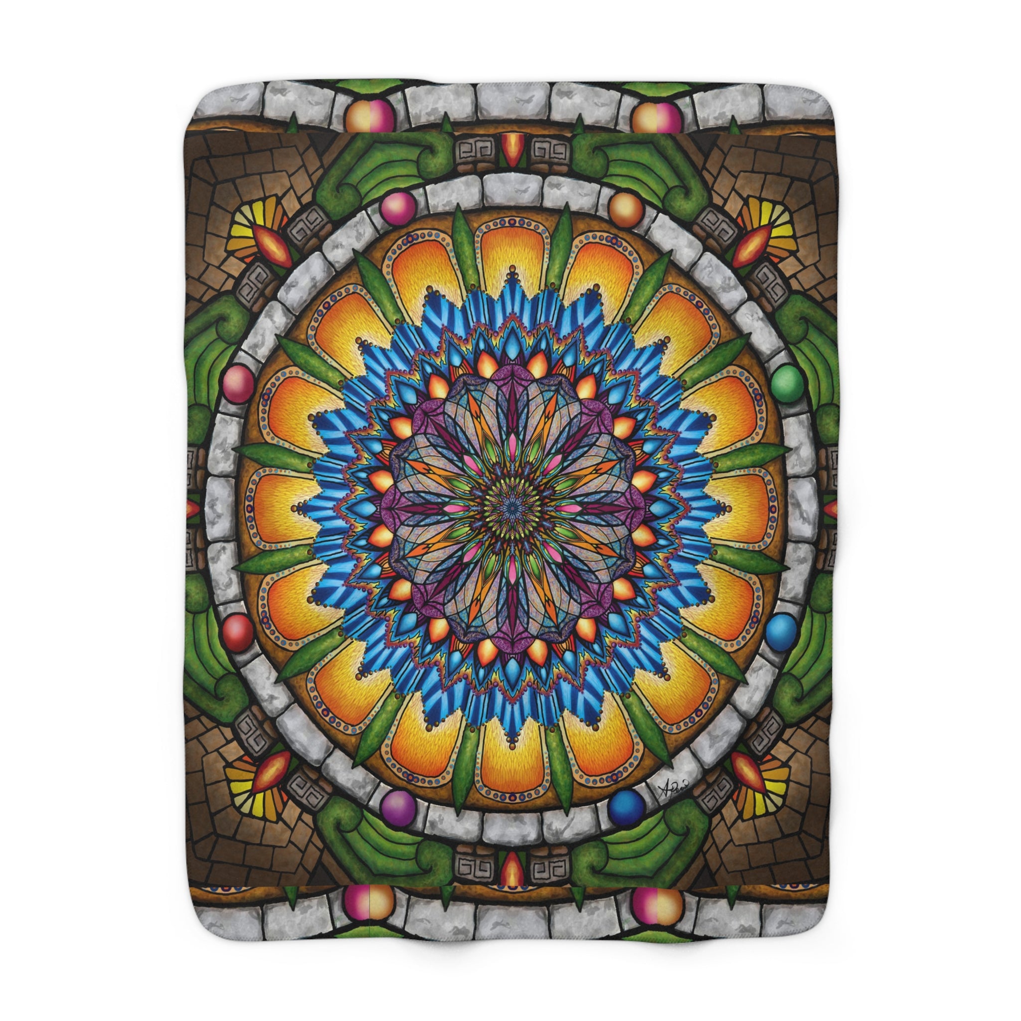 Emerald Arrows Mandala - Sherpa Fleece Blanket