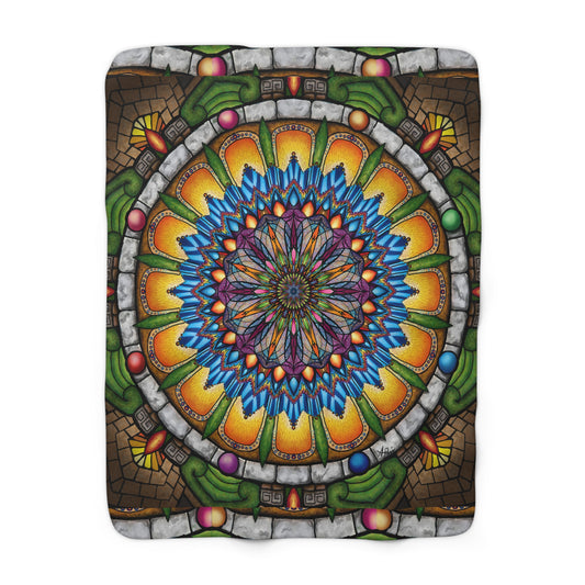 Pacio, Adam - Emerald Arrows Mandala - Sherpa Fleece Blanket