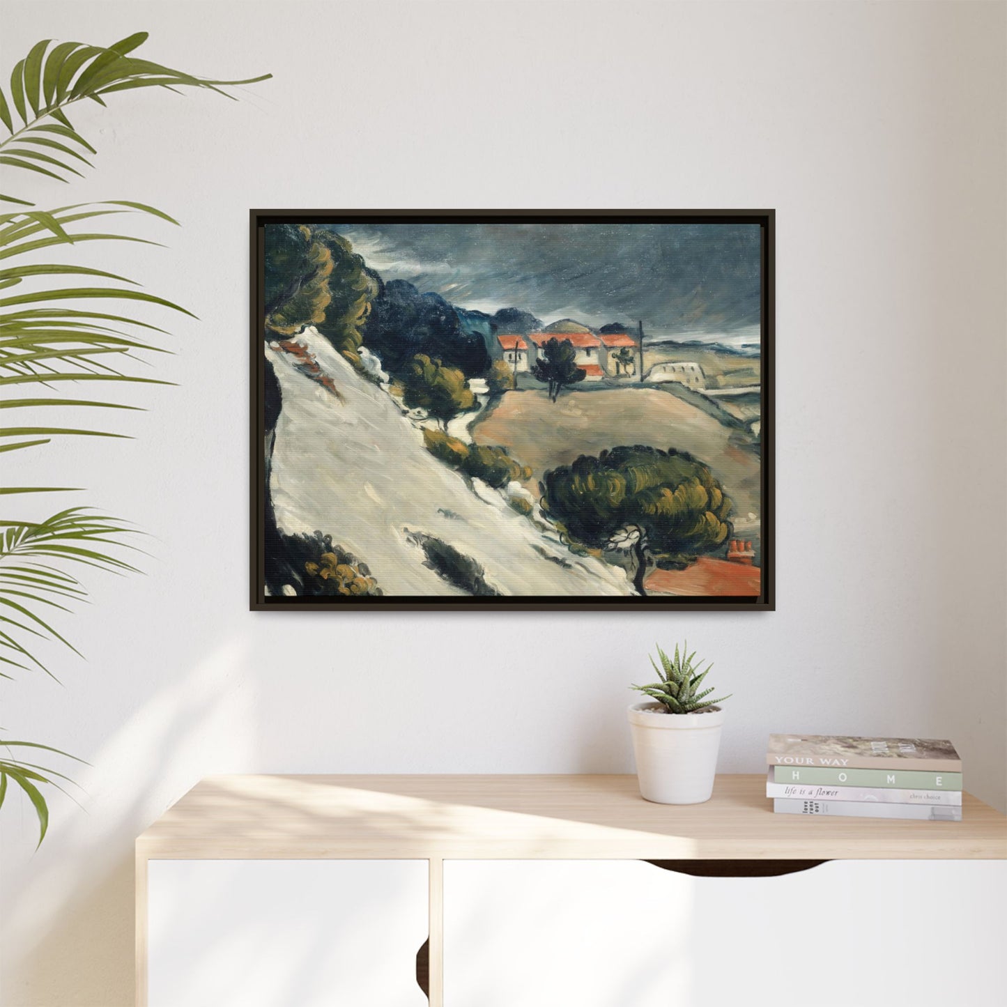 Cézanne, Paul - L’Estaque, Melting Snow (1870) - Matte Canvas, Framed
