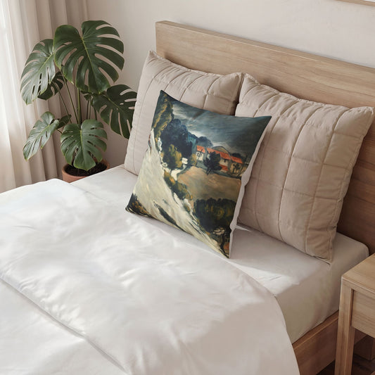 Cézanne, Paul - L’Estaque, Melting Snow (1870) - Poly Velvet Pillow