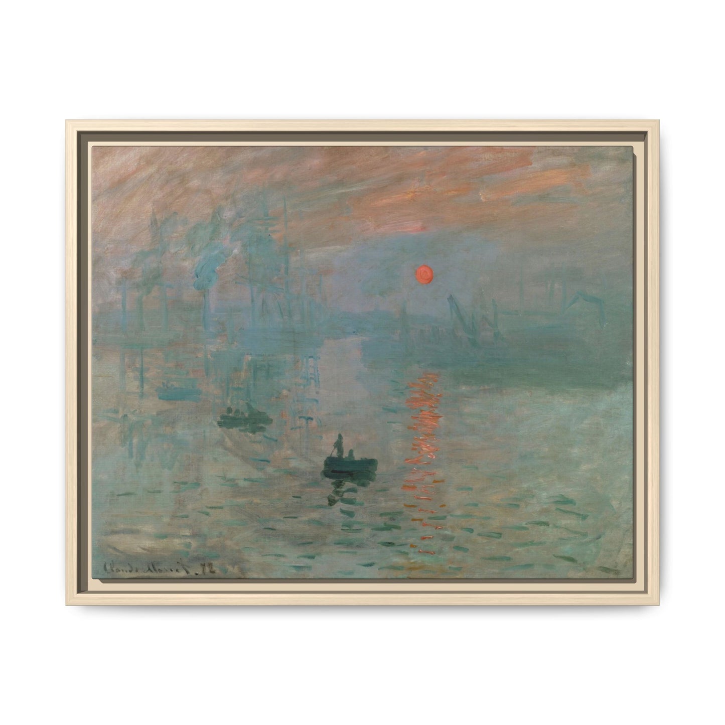 Monet, Claude - Impression, Sunrise (1872) - Matte Canvas, Framed