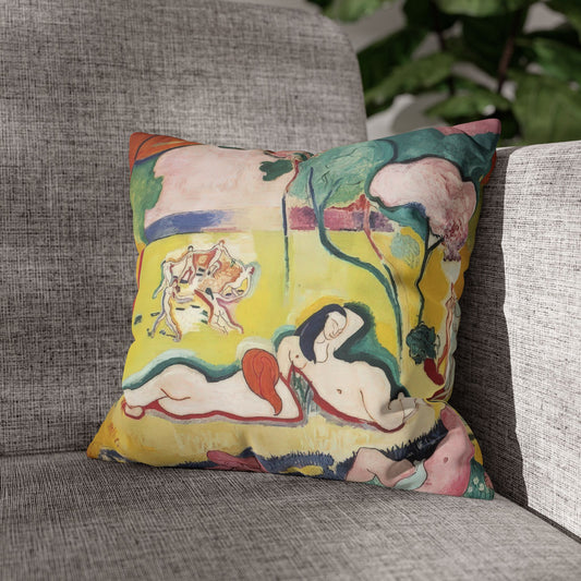 Matisse, Henri - The Joy of Life (1905) - Suede Square Pillowcase