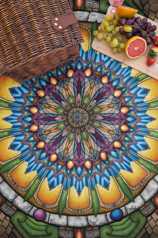 Emerald Arrows Mandala - Picnic Blanket