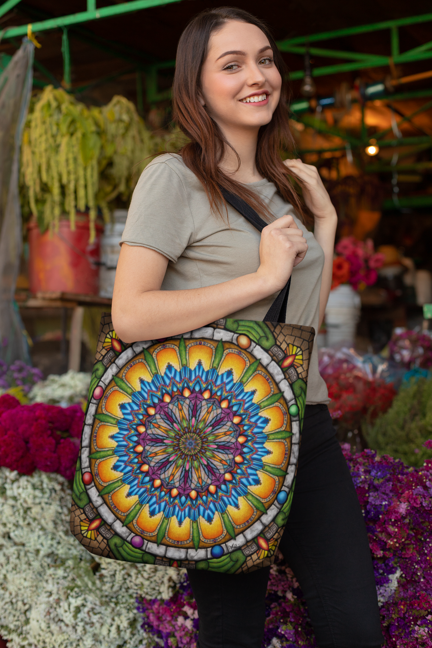 Emerald Arrows Mandala - Tote Bag
